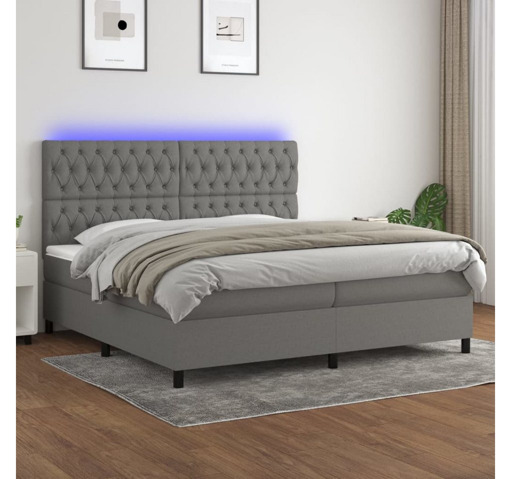 vidaXL Boxspringbett Boxspringbett mit Matratze LED Dunkelgrau 200x200 cm S günstig online kaufen