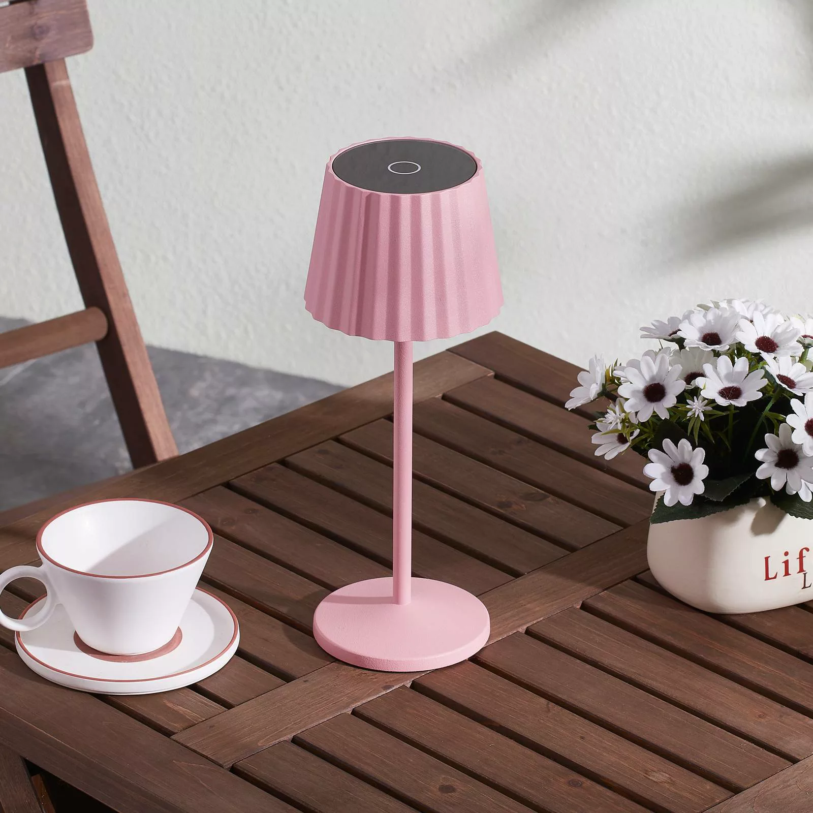 Lindby LED-Akku-Tischleuchte Esali, pink, Metall, IP54 günstig online kaufen