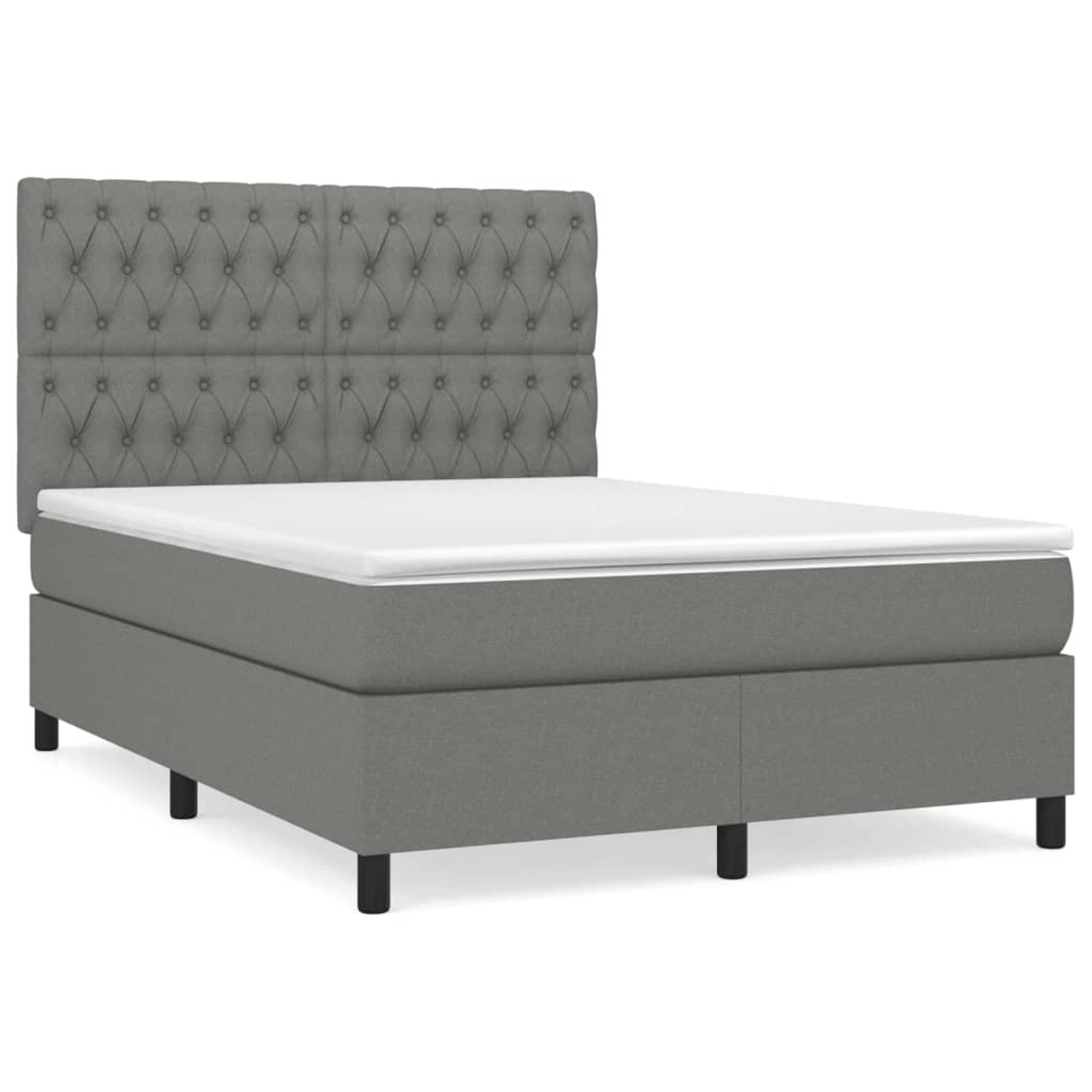 vidaXL Boxspringbett Boxspringbett mit Matratze Dunkelgrau 140x200 cm Stoff günstig online kaufen