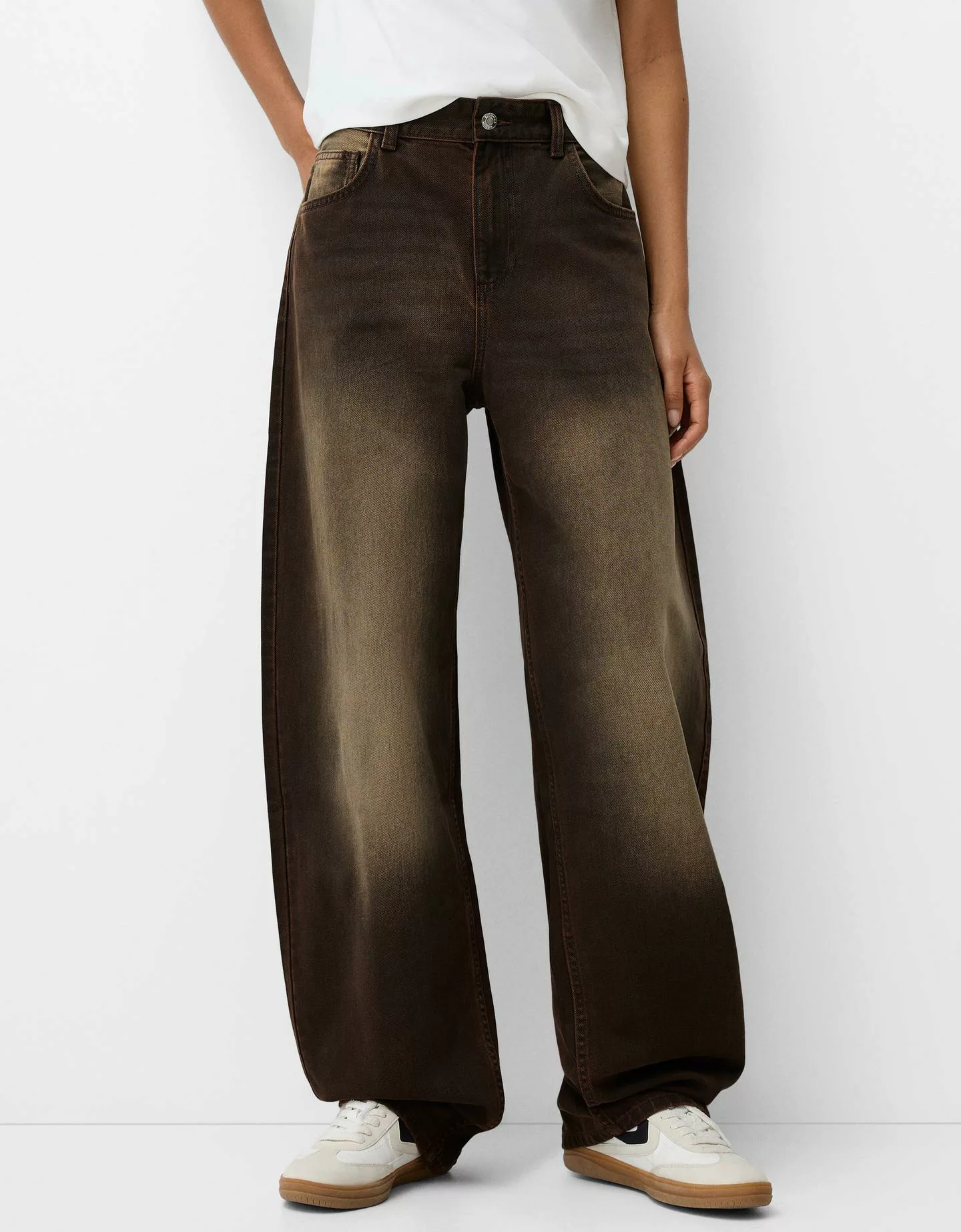 Bershka Balloon-Jeans Damen 40 Braun günstig online kaufen