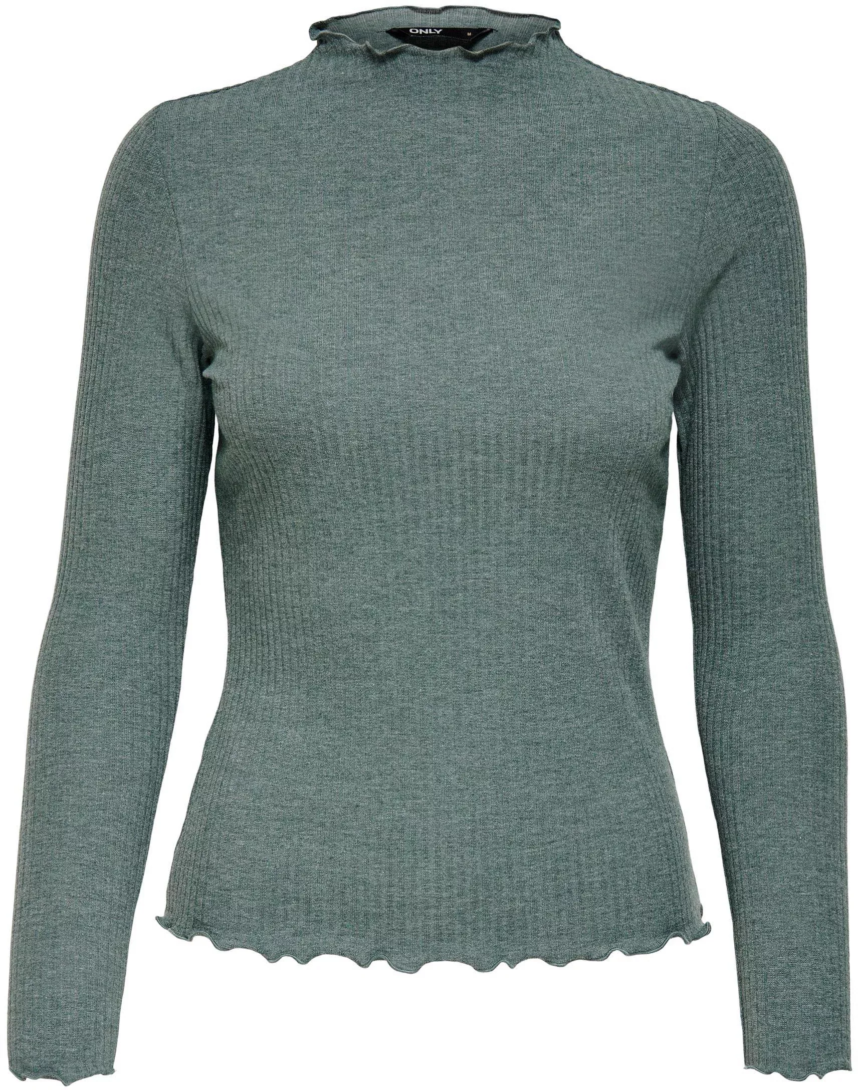 Only Emma High Neck Langarm-t-shirt M Balsam Green / Detail Melange günstig online kaufen