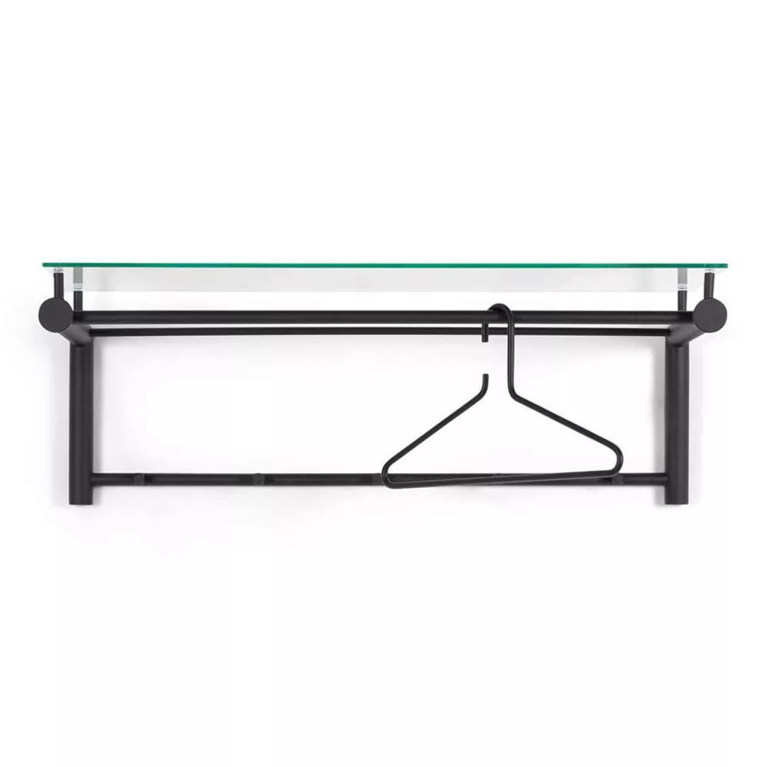 Wandgarderobe mit Hutablage aus Glas Metall schwarz pulverbeschichtet günstig online kaufen