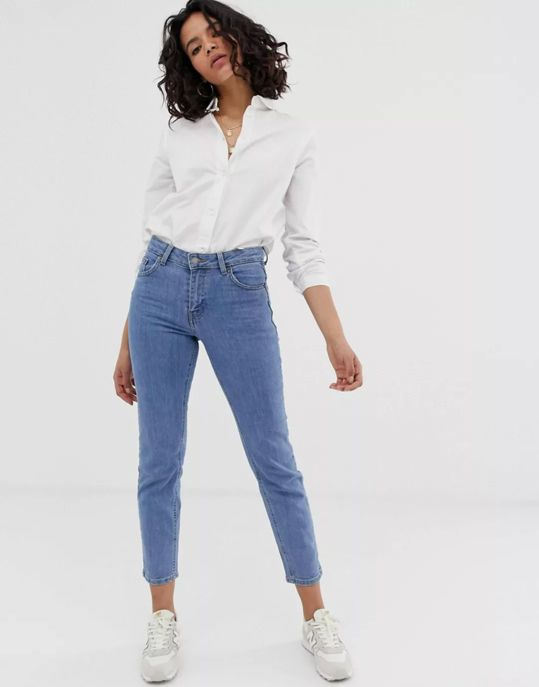 Dr Denim – Edie – Enge, kurz geschnittene Jeans mit hohem Bund-Blau günstig online kaufen