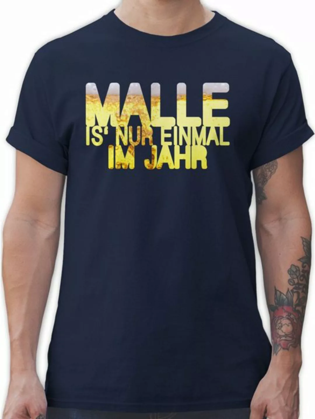 Shirtracer T-Shirt Malle is' nur einmal im Jahr Bier Sprüche Statement günstig online kaufen