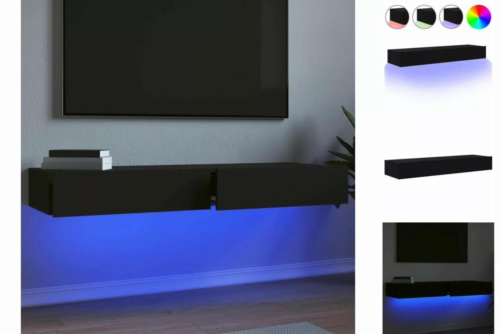 vidaXL TV-Schrank TV-Lowboard TV-Schränke mit LED-Leuchten 2 Stk Schwarz 60 günstig online kaufen