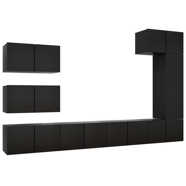 furnicato TV-Schrank 8-tlg. TV-Schrank-Set Schwarz Holzwerkstoff (1-St) günstig online kaufen