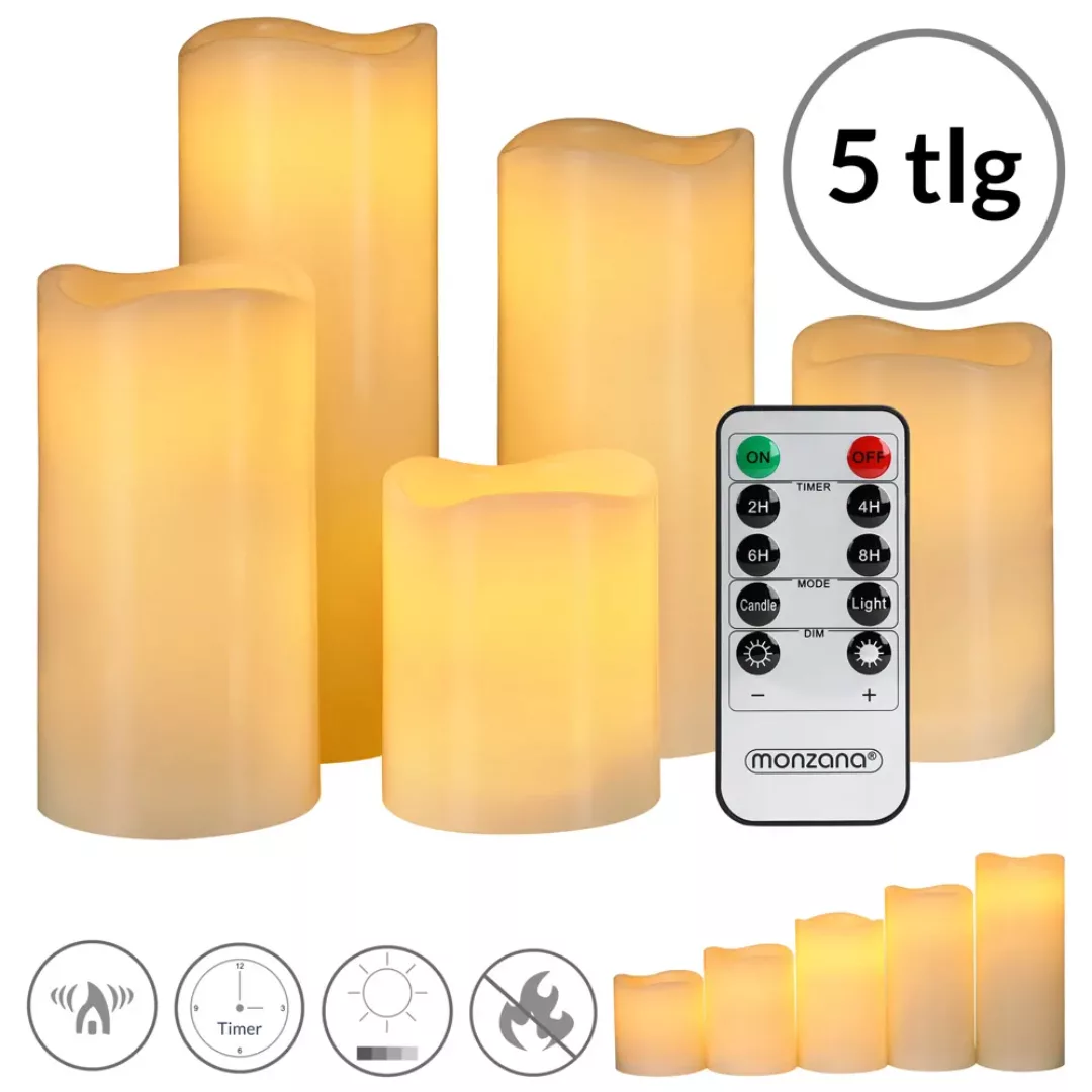 LED Echtwachs Kerzen 5er-Set inkl. Fernbedienung günstig online kaufen