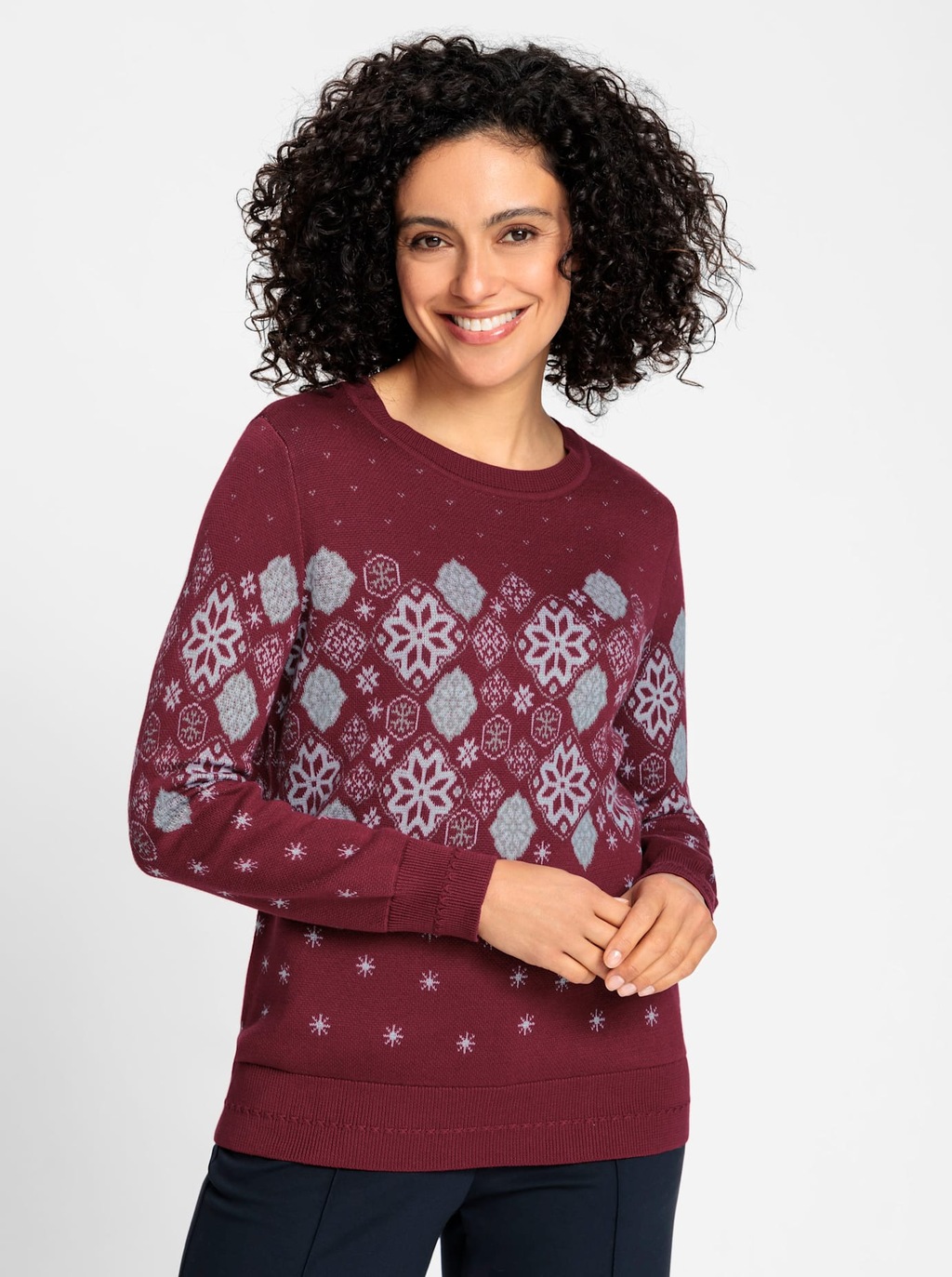 Inspirationen Rundhalspullover "Jacquard-Pullover" günstig online kaufen