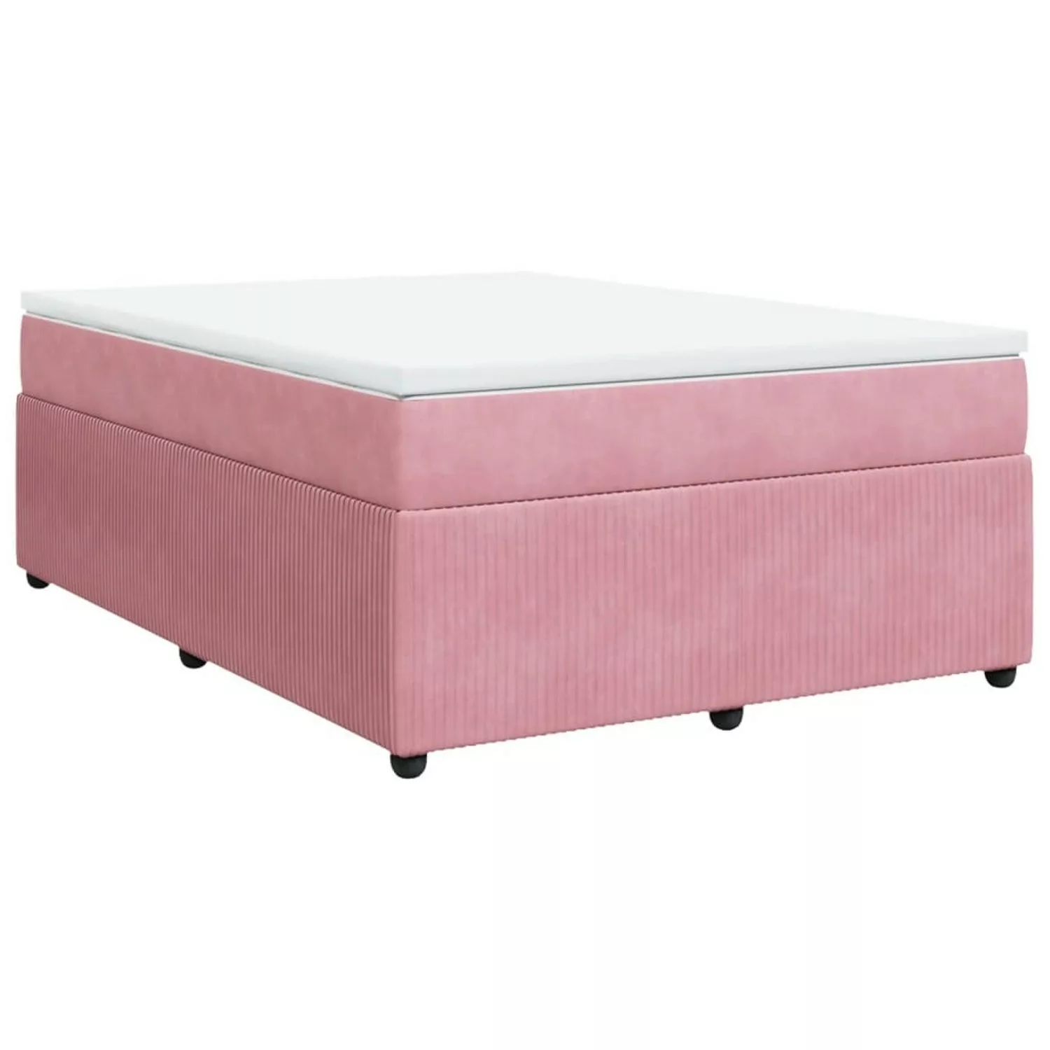 vidaXL Boxspringbett, Boxspringbett mit Matratze Rosa 140x190 cm Samt günstig online kaufen