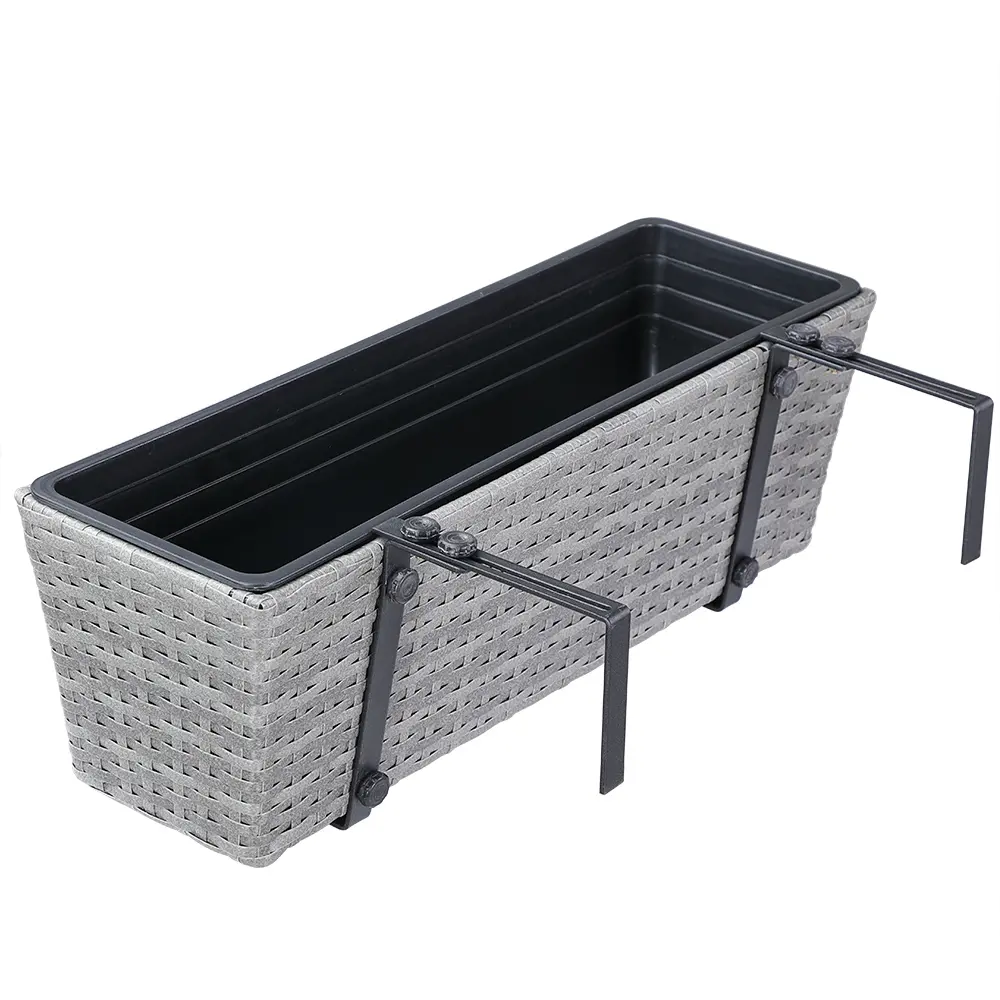 Polyrattan Blumenkasten 2er-Set Grau günstig online kaufen