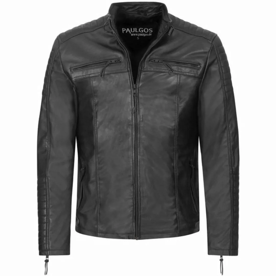 PAULGOS Lederjacke Herren Jacke Übergangsjacke Biker Look 100% Echtleder D1 günstig online kaufen