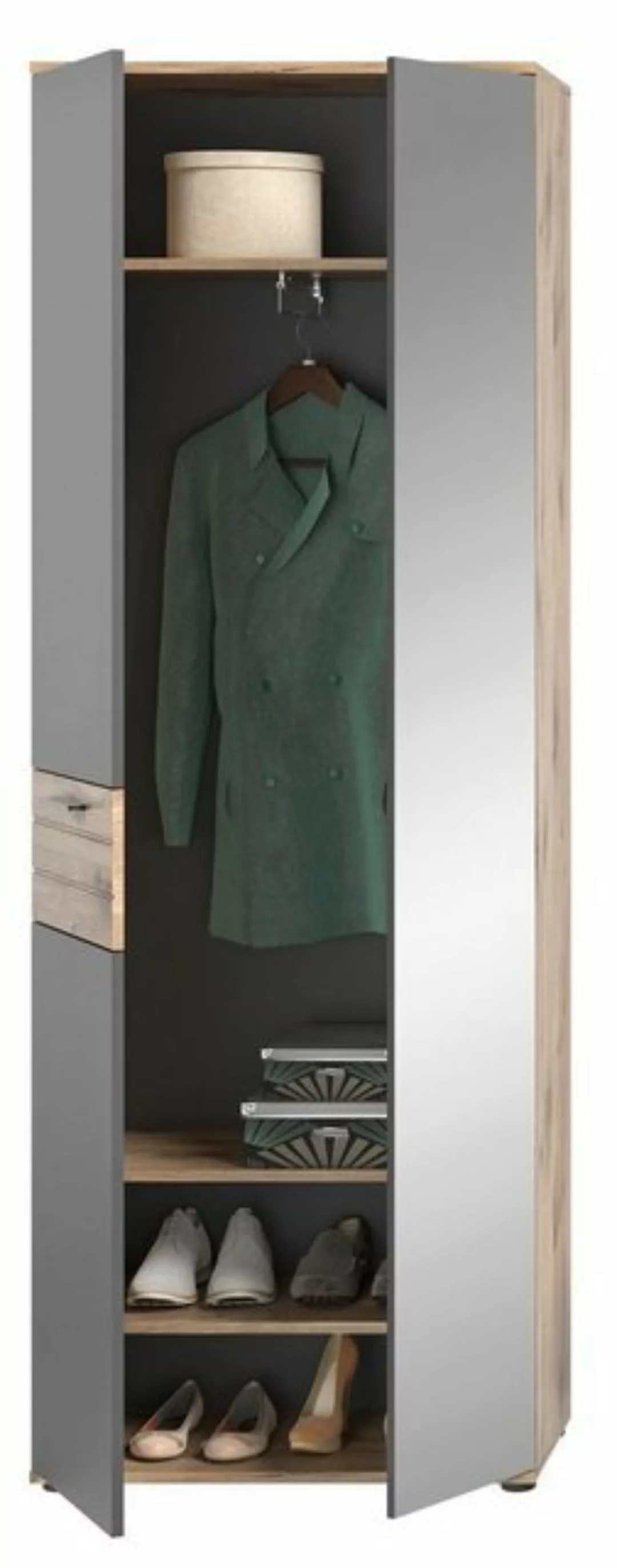 Garderobenschrank Mason (Garderobe und Schuhschrank mit Spiegeltür, 70 x 20 günstig online kaufen