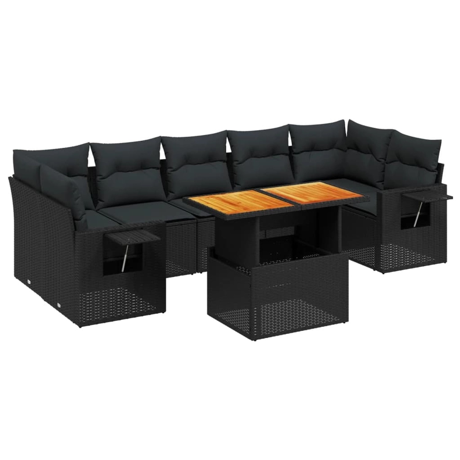 vidaXL 8-Tlg Garten-Sofagarnitur mit Kissen Schwarz Poly Rattan 3271664 günstig online kaufen