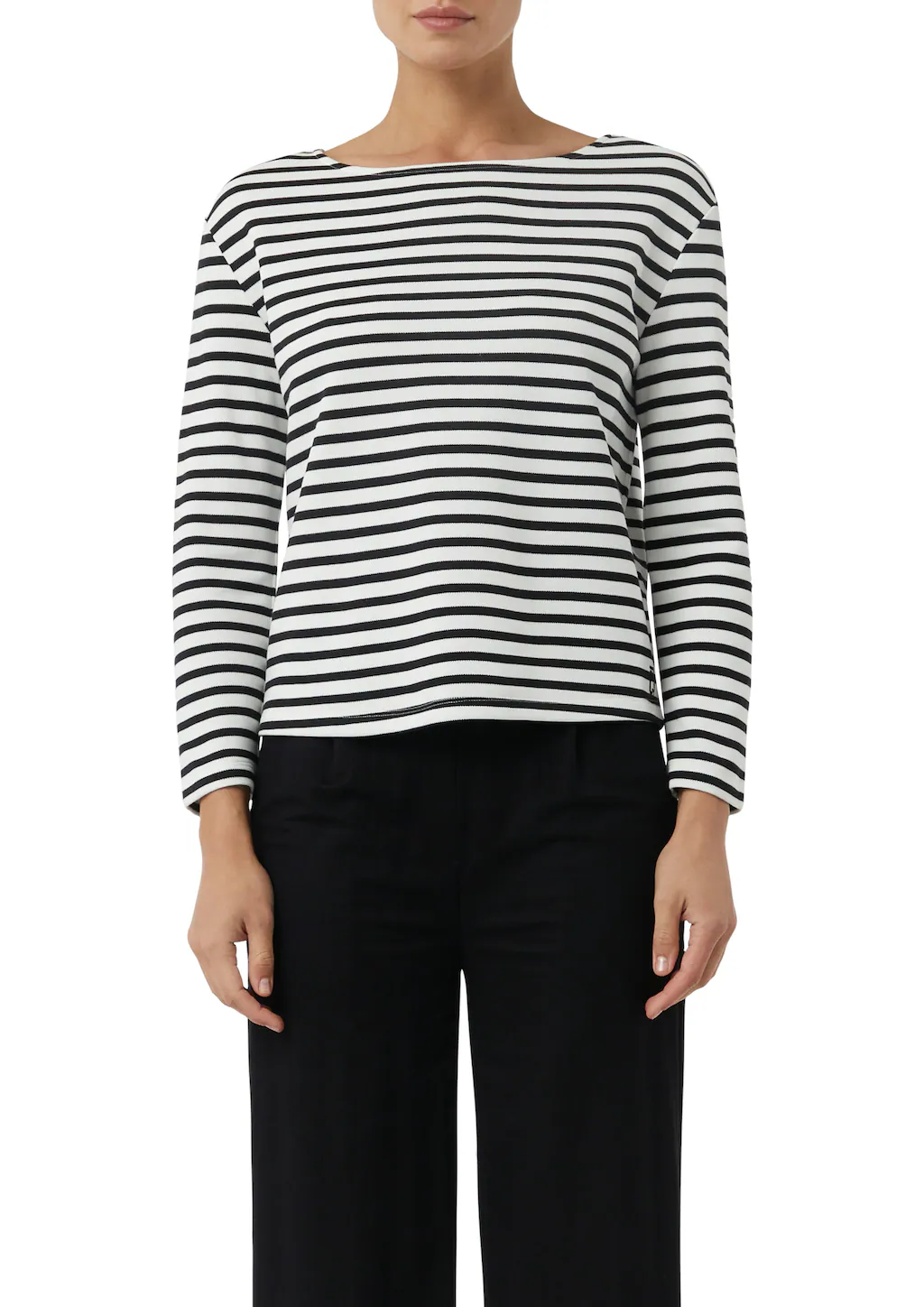 comma casual identity Sweatshirt "zeitloses Design mit modernem U-Boot-Auss günstig online kaufen