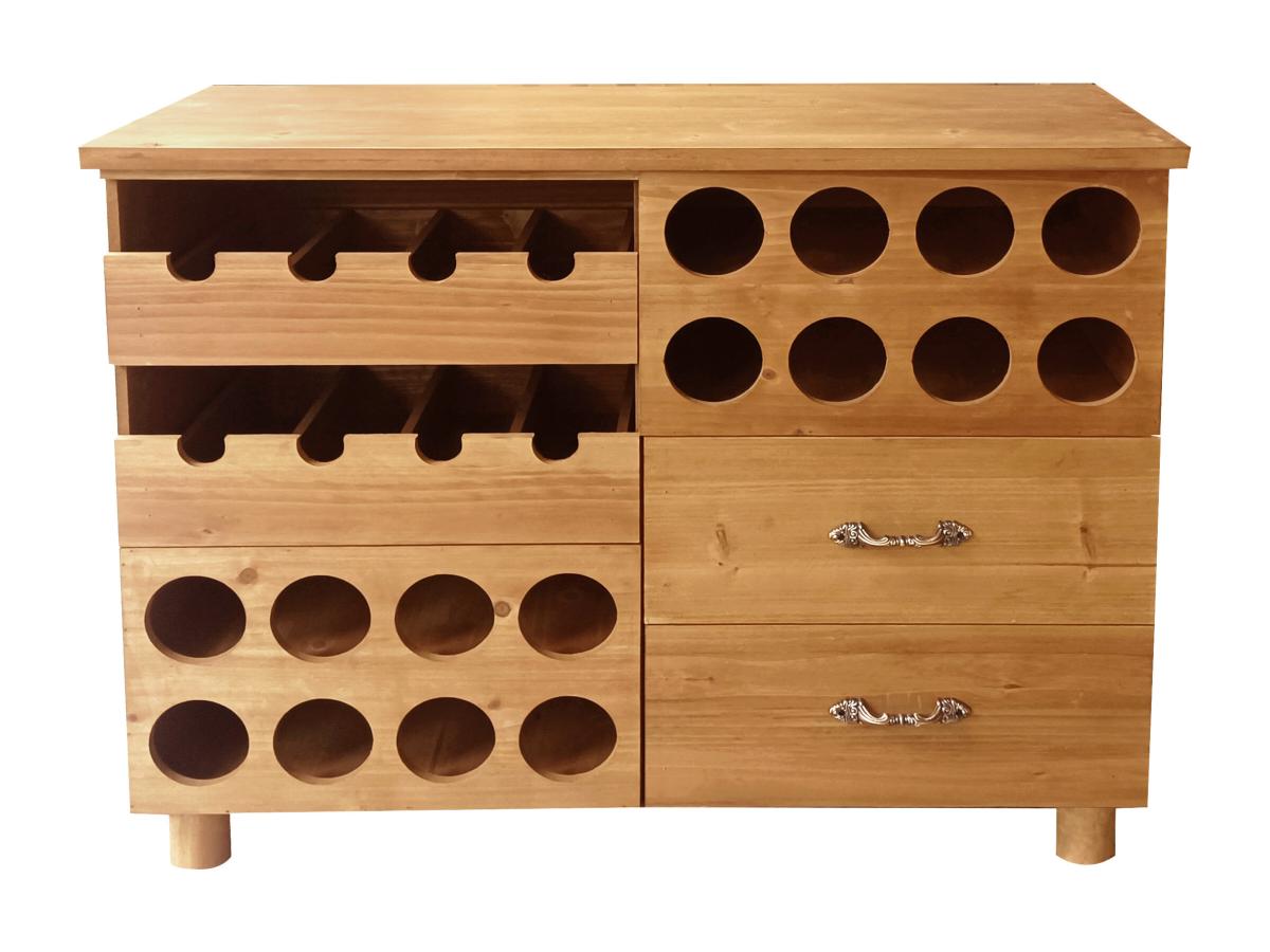 Flaschenregal - Tannenholz & MDF - 90 x 32 x 69 cm - Holzfarben - RIOJA günstig online kaufen