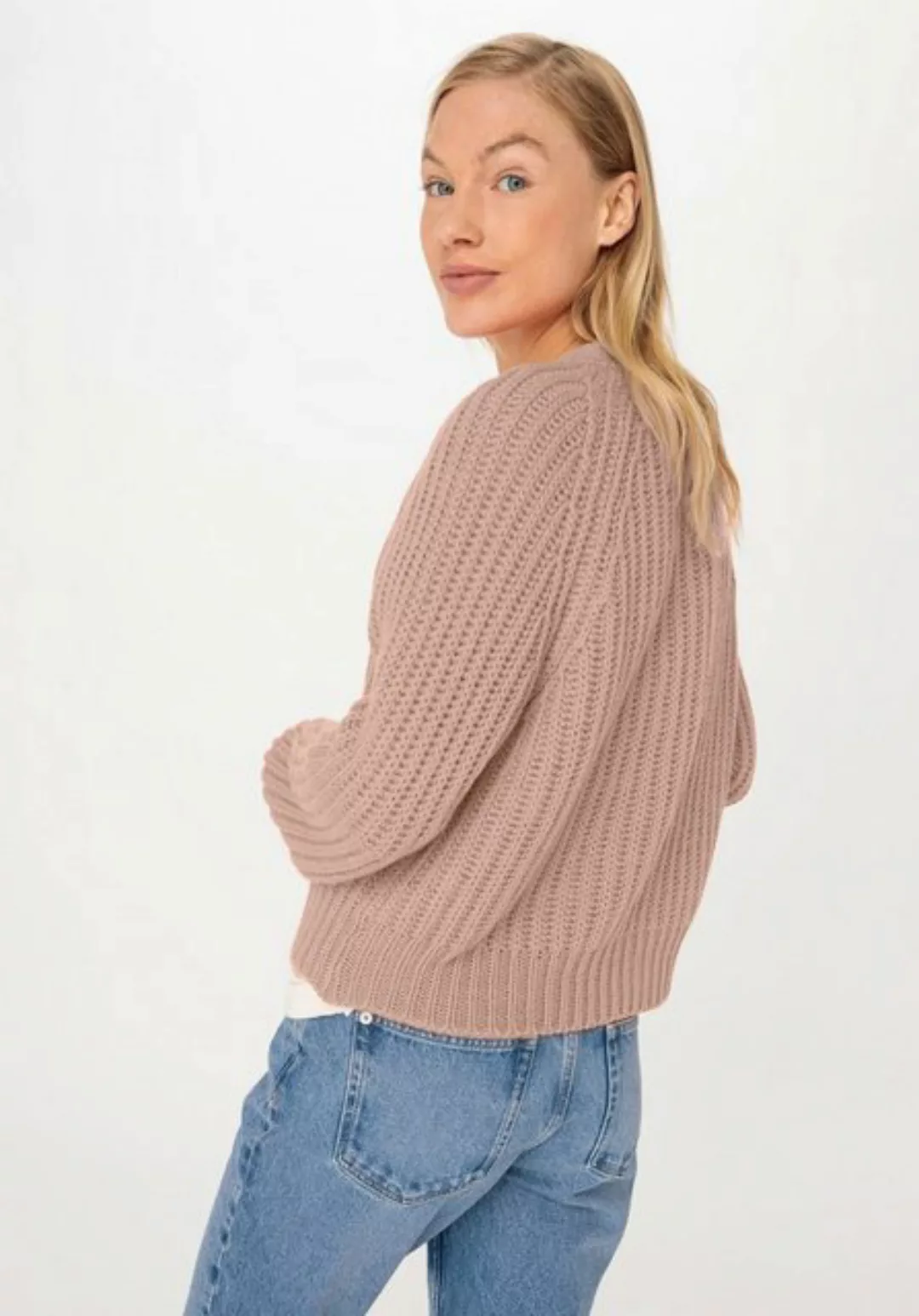 Hessnatur Strickjacke Relaxed aus Bio-Baumwolle und Bio-Merinowolle (1-tlg) günstig online kaufen