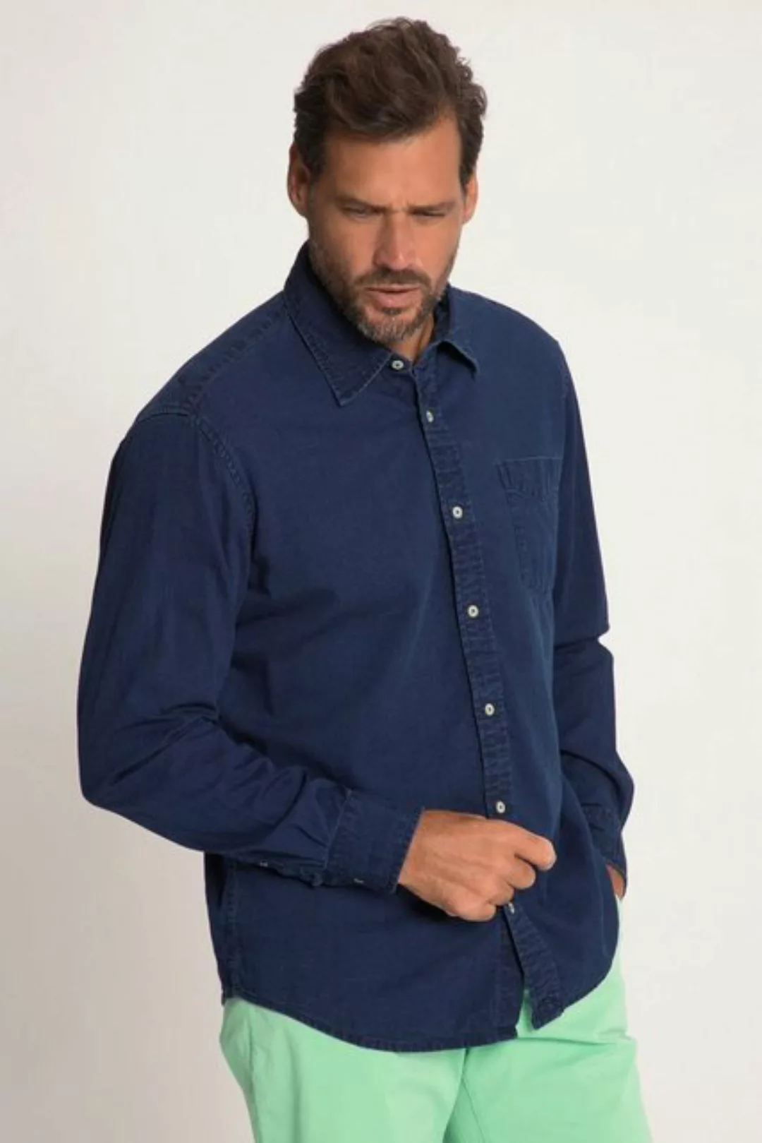 JP1880 Businesshemd Hemd Langarm Jeans Optik Kentkragen Modern Fit günstig online kaufen