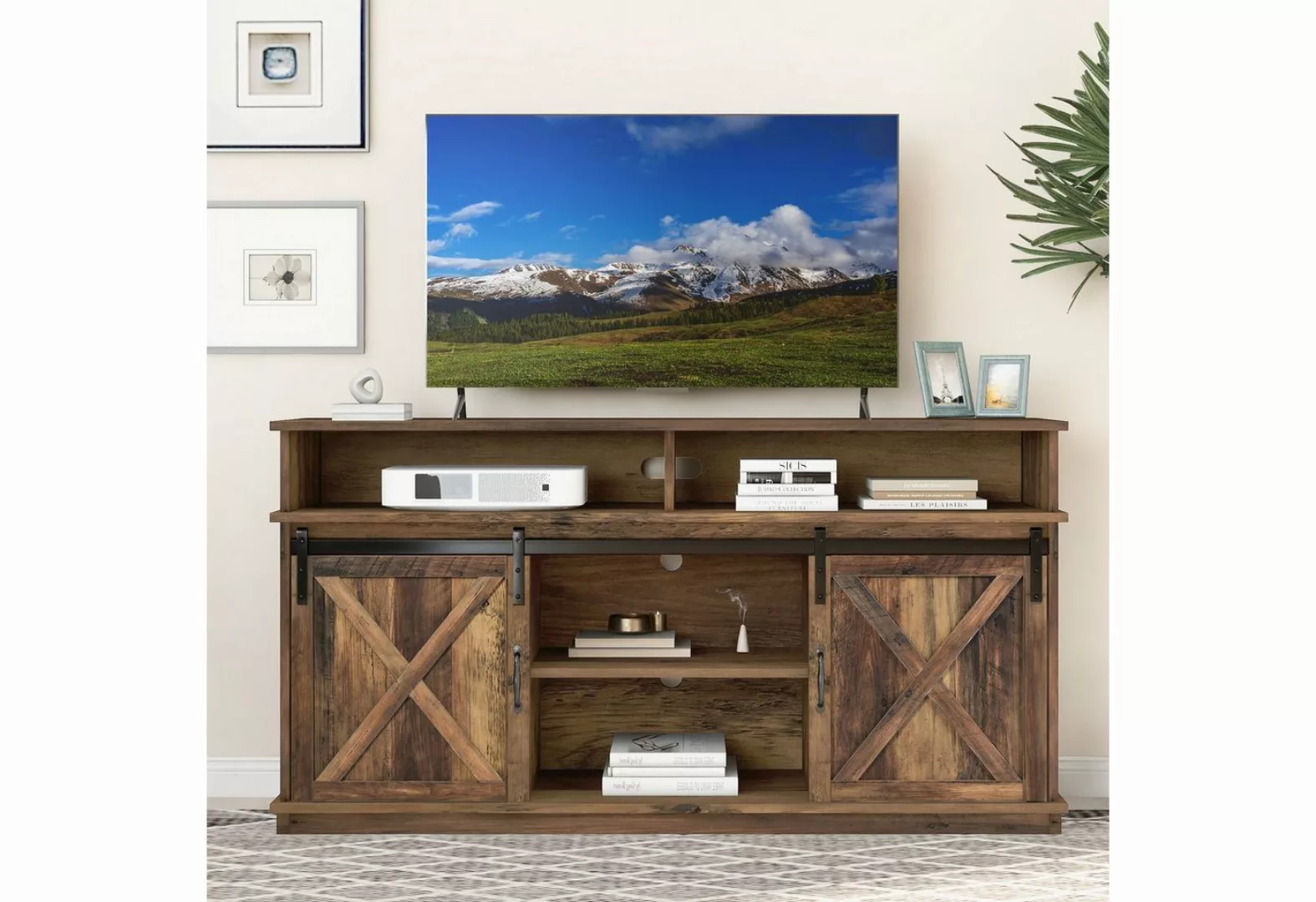 REDOM TV-Schrank Sideboard mit 2 klassischen Schiebetüren, verstellbaren Re günstig online kaufen