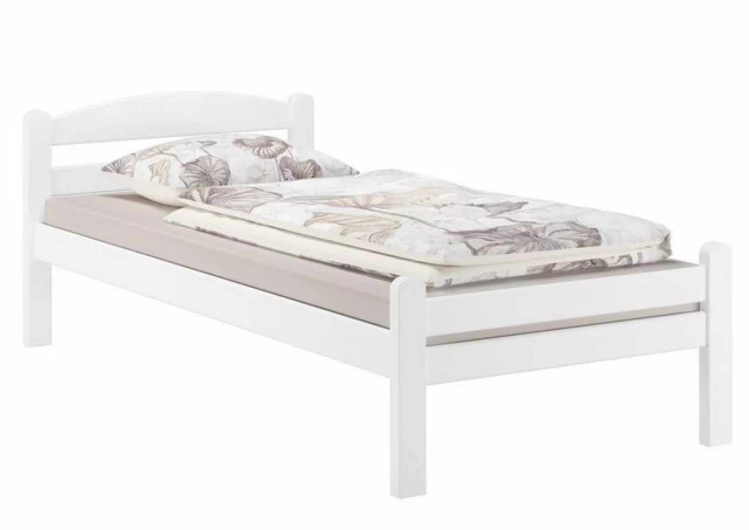 ERST-HOLZ Bett Einzelbett Holzbett massiv Buche Waschweiß 80x200 Zubehör wä günstig online kaufen