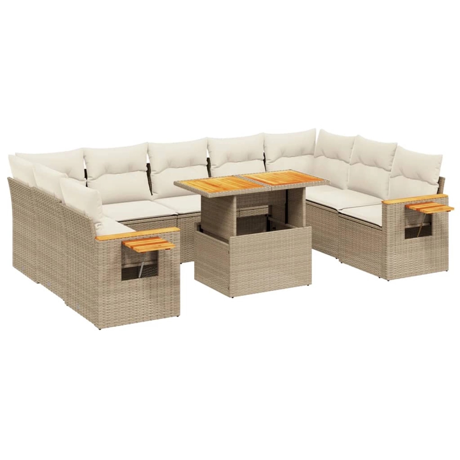 vidaXL 10-tlg Garten-Sofagarnitur mit Kissen Beige Poly Rattan Modell 216 günstig online kaufen