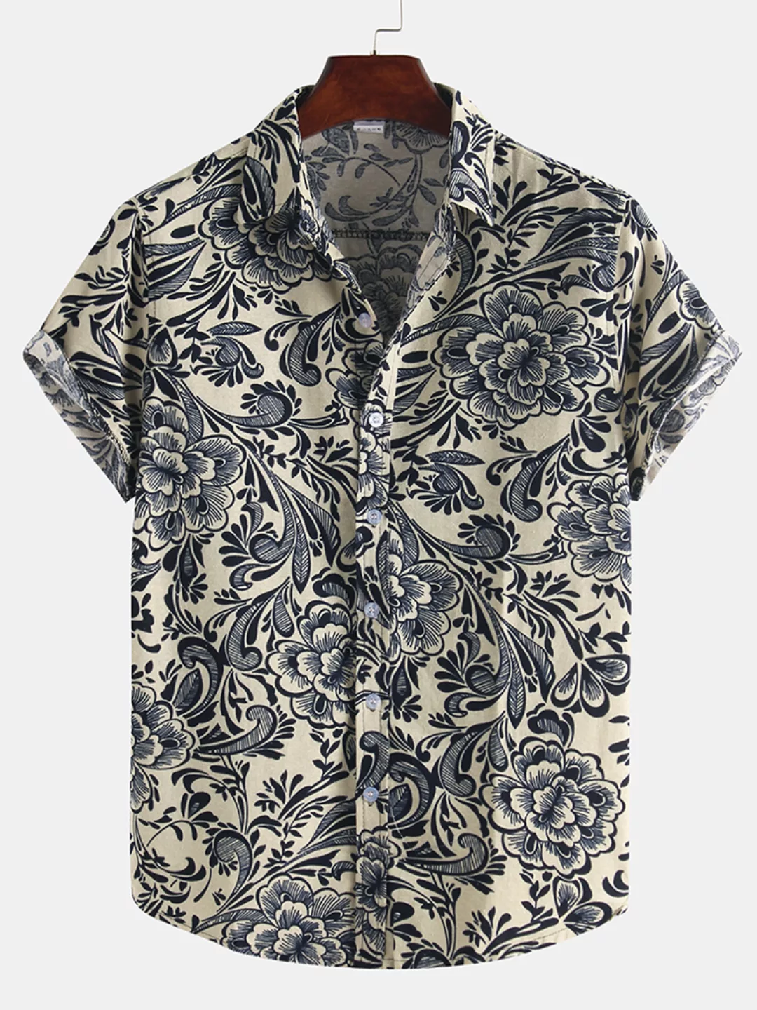 Mens Ethnic Style Printing Lose Turndown Kragen Kurzarm Casual Shirts günstig online kaufen