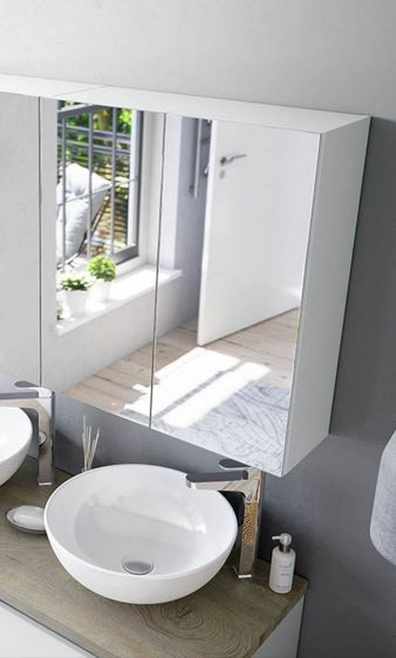 FORES HABITAT Badezimmerspiegelschrank in Weiß-Hochglanz günstig online kaufen
