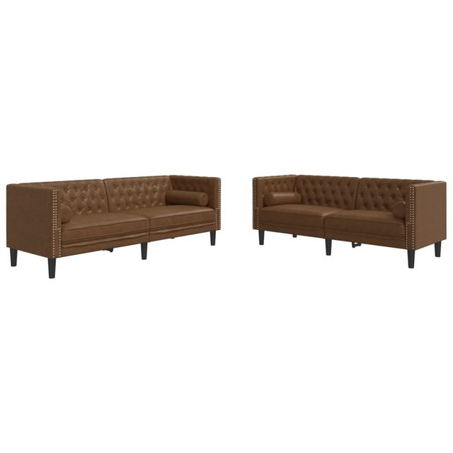 vidaXL Sofa 2-tlg. Chesterfield-Sofa-Set Braun Kunstleder Wildleder-Optik günstig online kaufen