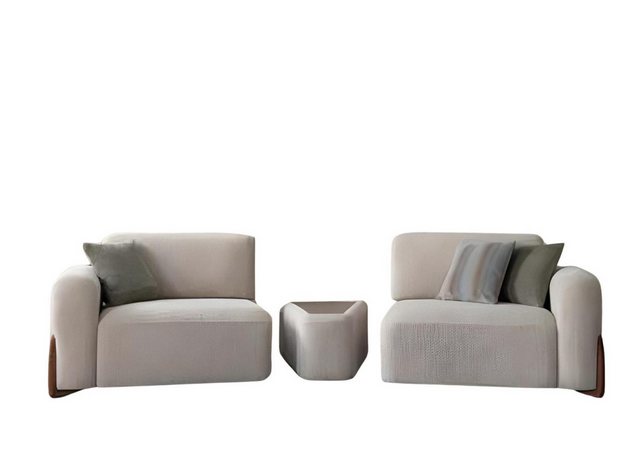 JVmoebel 2-Sitzer Designer Beige Sofa 2 Sitzer Grau Textil Luxus Lougne Sof günstig online kaufen