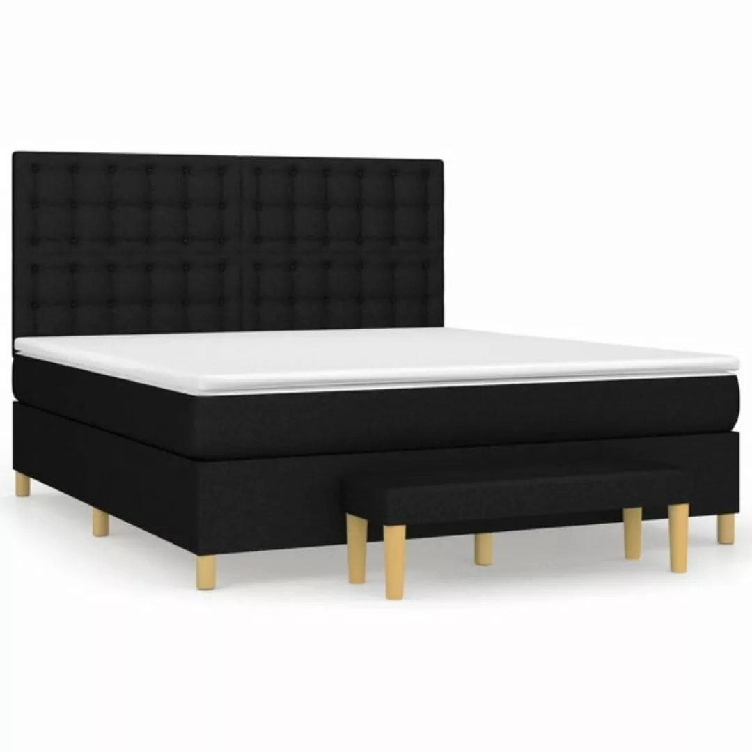 vidaXL Bettgestell Boxspringbett mit Matratze Schwarz 180x200 cm Stoff Bett günstig online kaufen