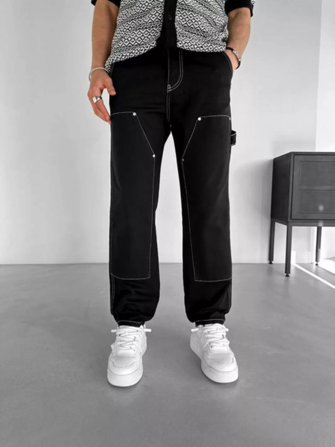 Abluka Bequeme Jeans DOUBLE KNEE WORK JEANS BLACK günstig online kaufen