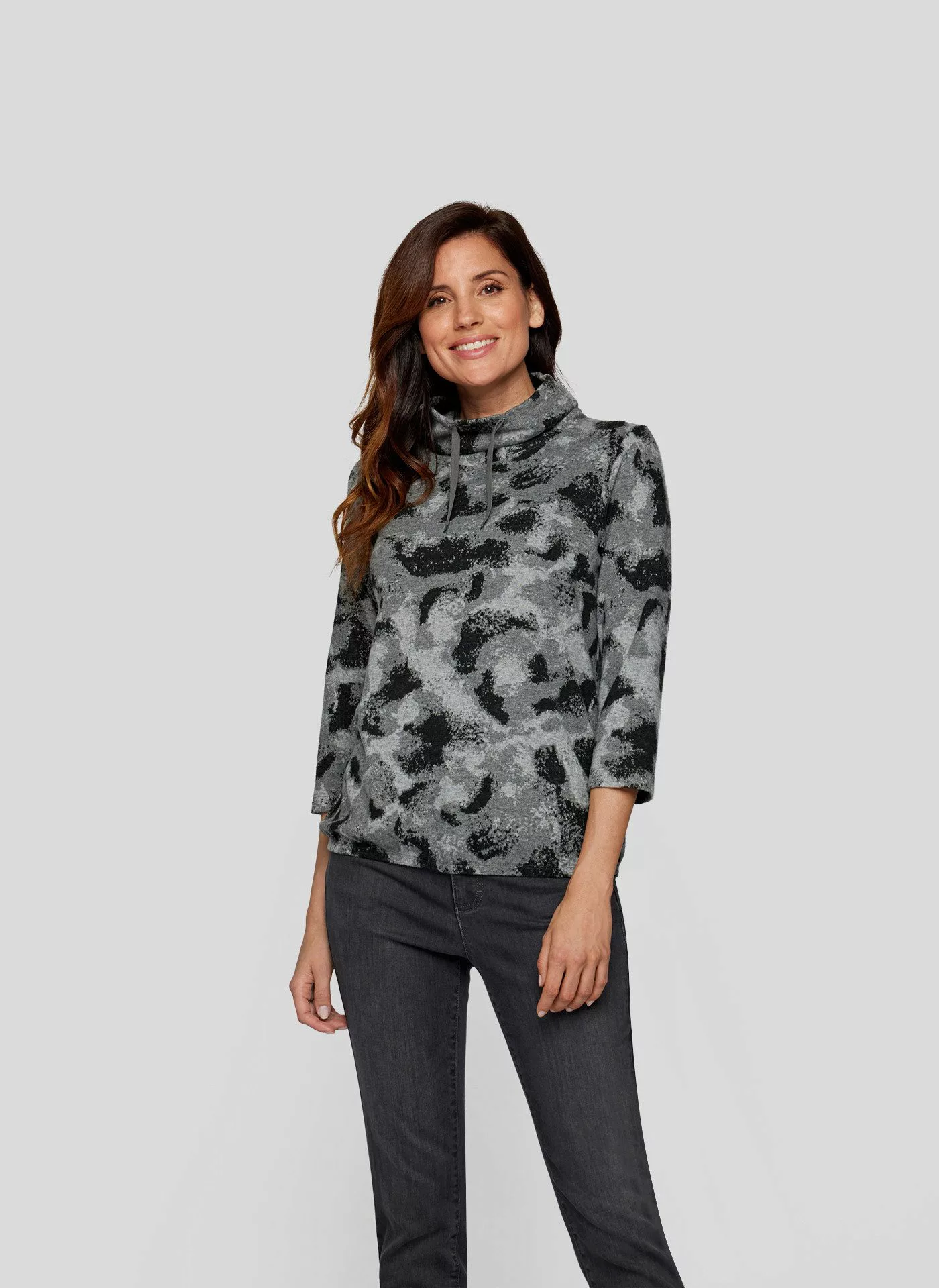 Rabe 3/4-Arm-Shirt mit Kordelzug am Hals günstig online kaufen