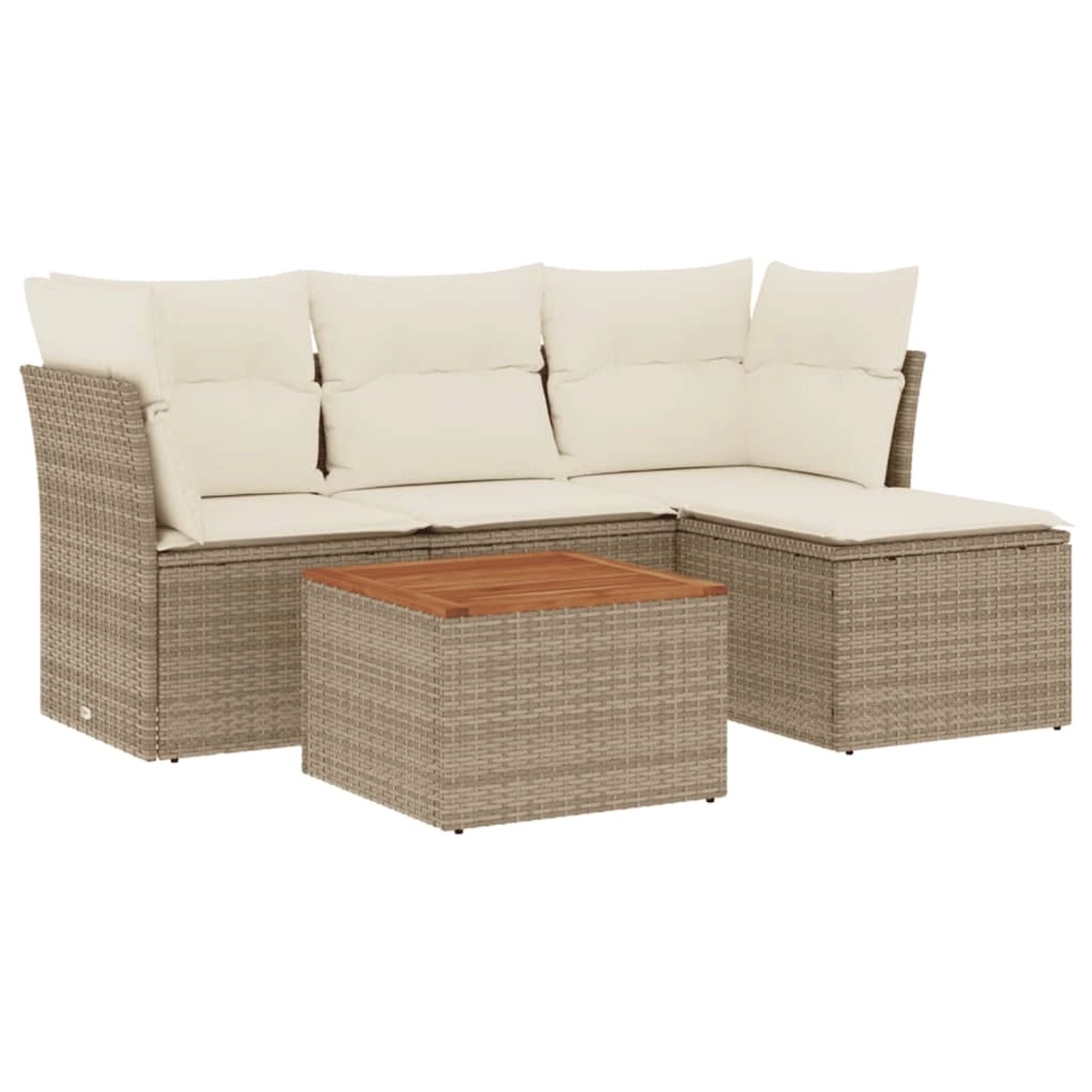 vidaXL 5-Tlg Garten-Sofagarnitur mit Kissen Beige Poly Rattan 3223608 günstig online kaufen