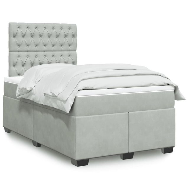 vidaXL Boxspringbett, Boxspringbett mit Matratze Hellgrau 120x200 cm Samt günstig online kaufen