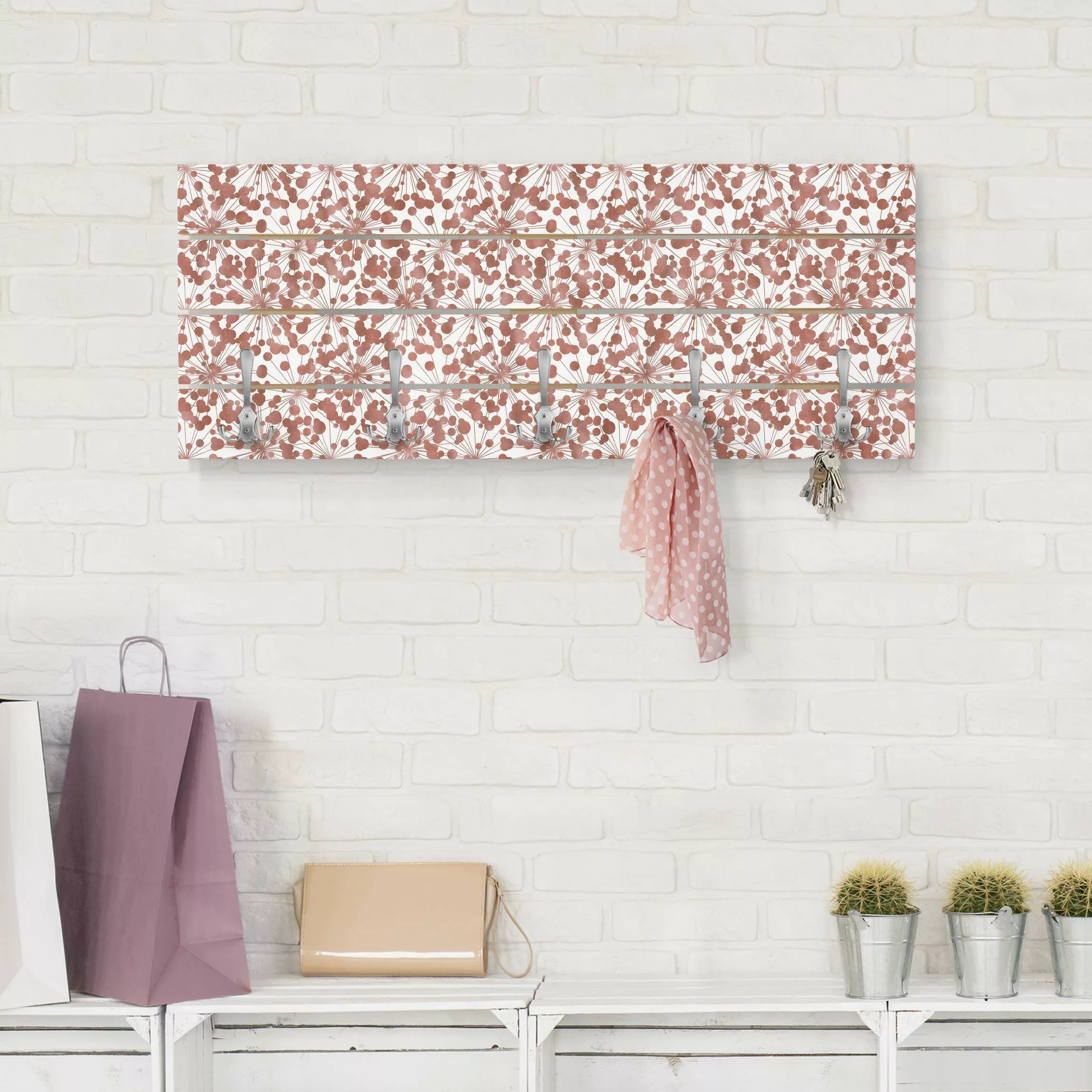 Wandgarderobe Natürliches Muster Pusteblume mit Punkten Kupfer günstig online kaufen