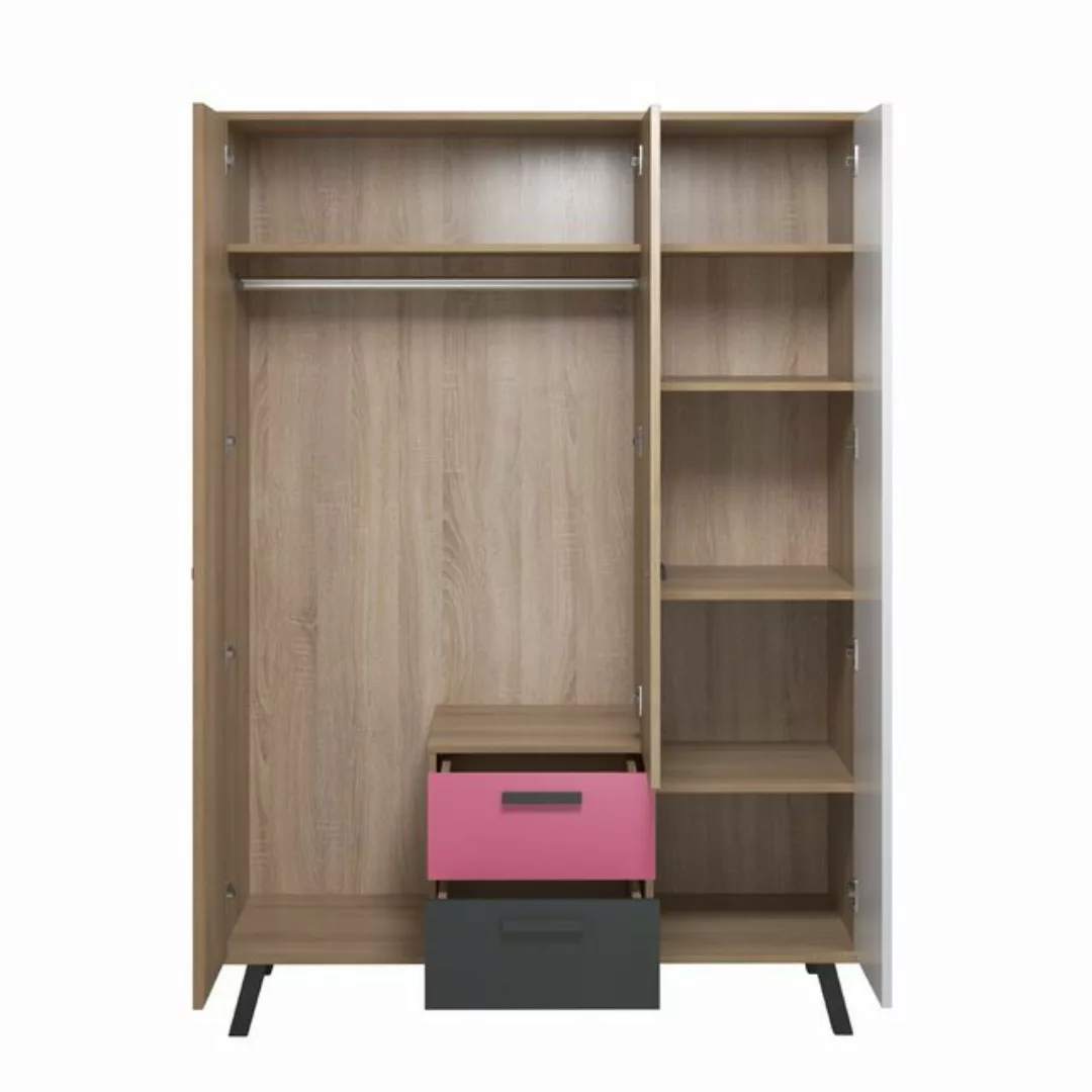 Lomadox Kleiderschrank MANISA-19 Buche Nb. + wahlweise rosa oder blau 130/1 günstig online kaufen