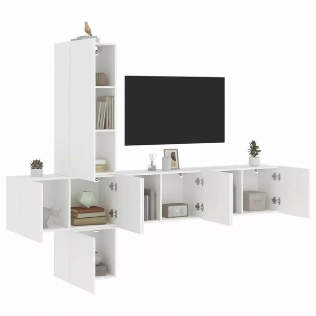 vidaXL TV-Schrank 5-tlg. Wohnwand Weiß Holzwerkstoff (1-St) günstig online kaufen