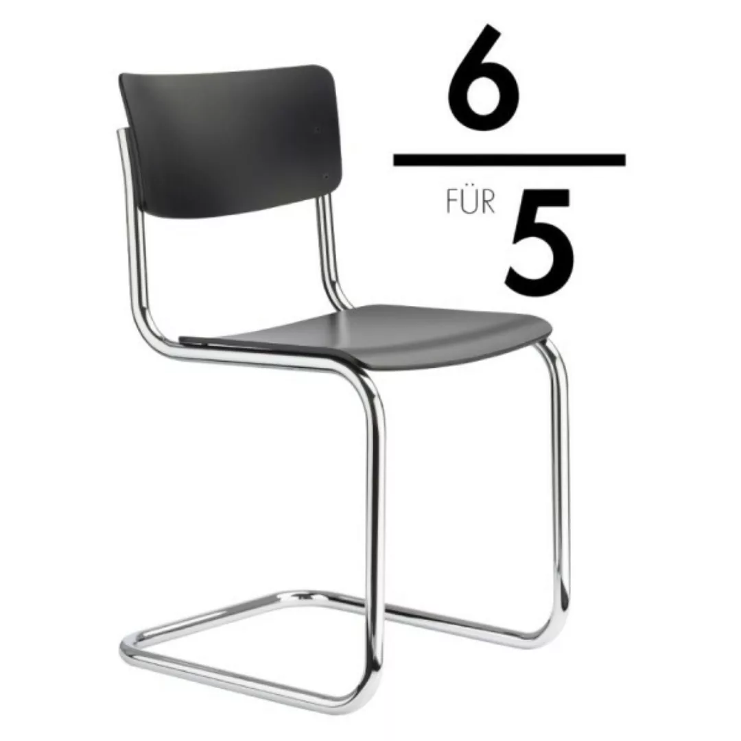 THONET S 43 | Buche schwarz gebeizt | Stahlrohr-Freischwinger | Gestell ver günstig online kaufen