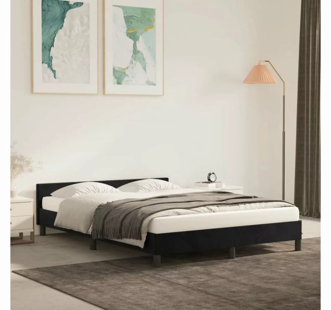 furnicato Bett Bettgestell mit Kopfteil Schwarz 140x200 cm Samt günstig online kaufen