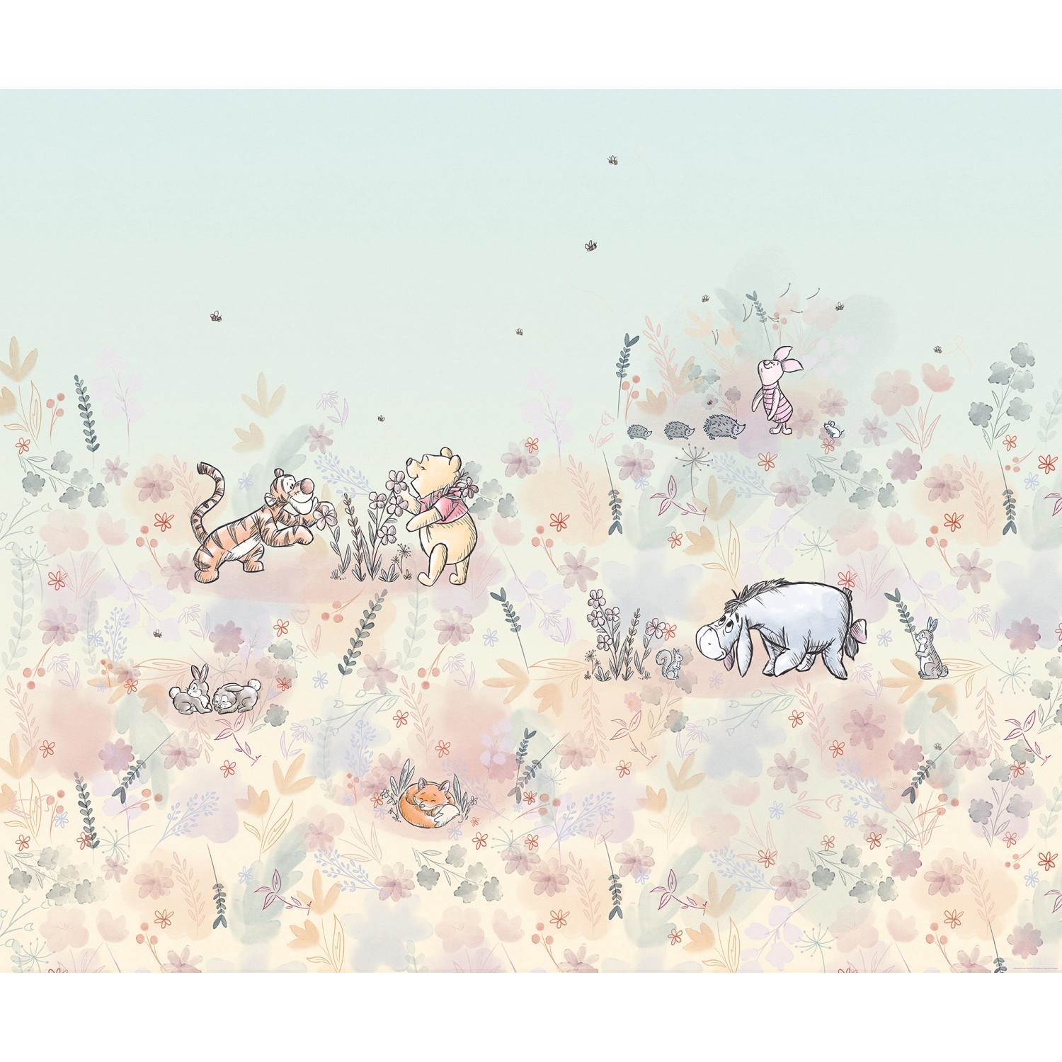 Komar Vlies Fototapete Disney Winnie the Pooh Flowerfield Pastell günstig online kaufen