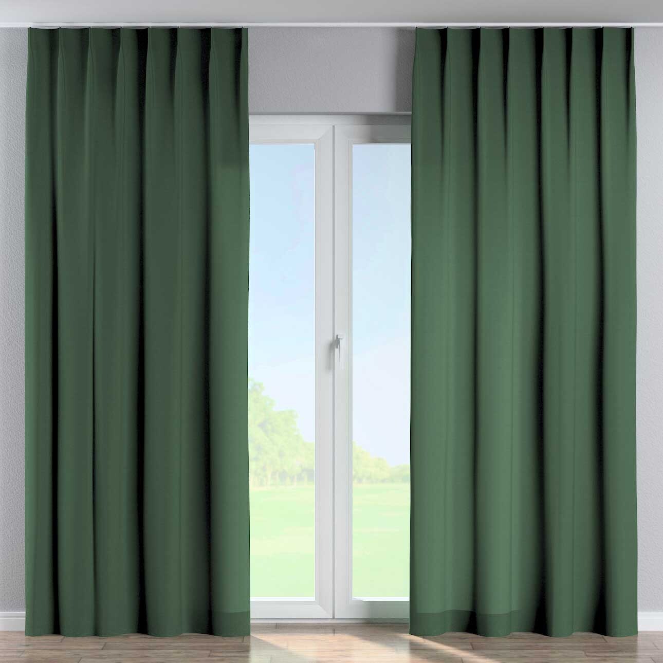 Vorhang mit flämischen 1-er Falten, waldgrün, Cotton Panama (702-06) günstig online kaufen