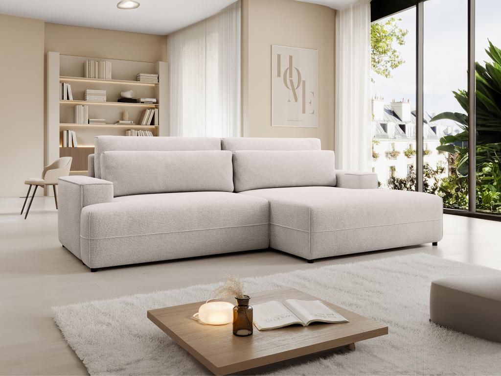 Ecksofa mit Schlaffunktion - Ecke rechts - Strukturstoff - Beige - BREGLIO günstig online kaufen