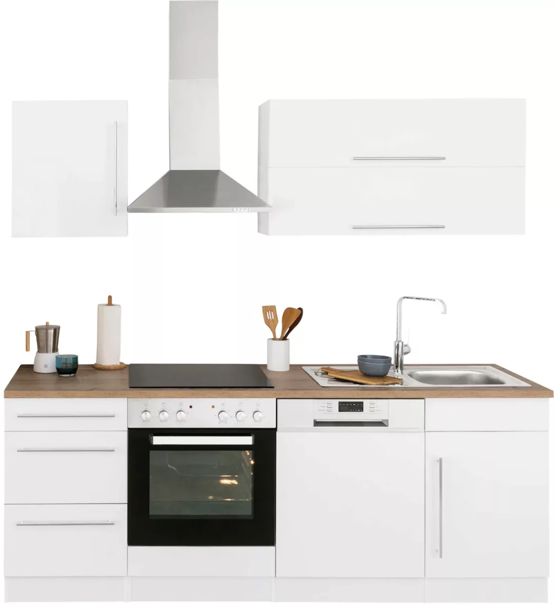Kochstation Küchenzeile "KS-Samos", mit E-Geräten, Breite 220 cm günstig online kaufen