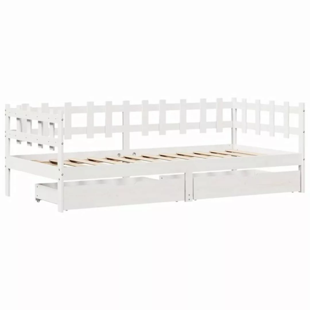 vidaXL Bett Tagesbett mit Schubladen Weiß 90x200 cm Kiefernholz günstig online kaufen