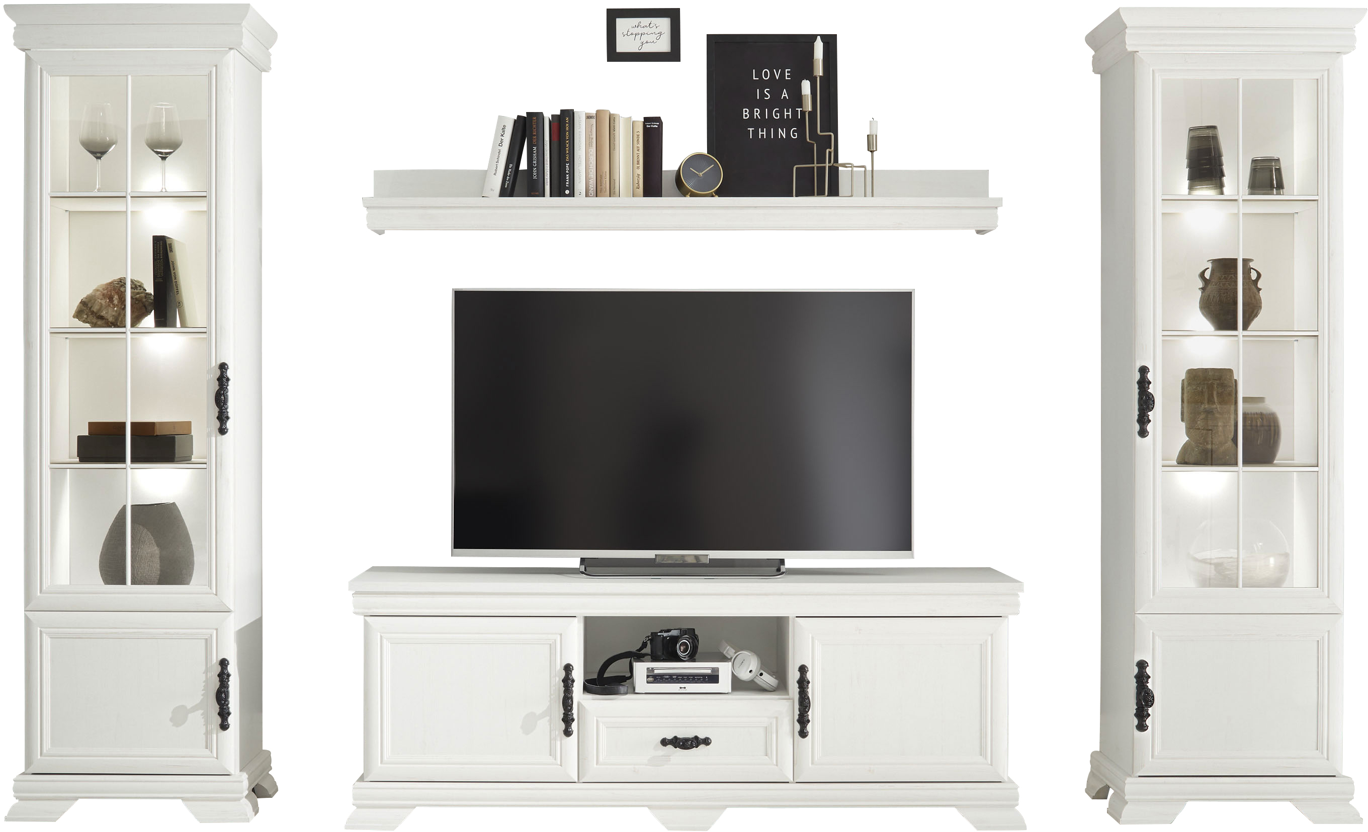 Home affaire Wohnwand "Royal", (4 St., bestehend aus 2 Vitrinen, 1 Lowboard günstig online kaufen