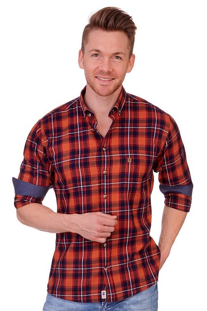 Hatico Trachtenhemd Flanellhemd - JIM - ziegelrot günstig online kaufen