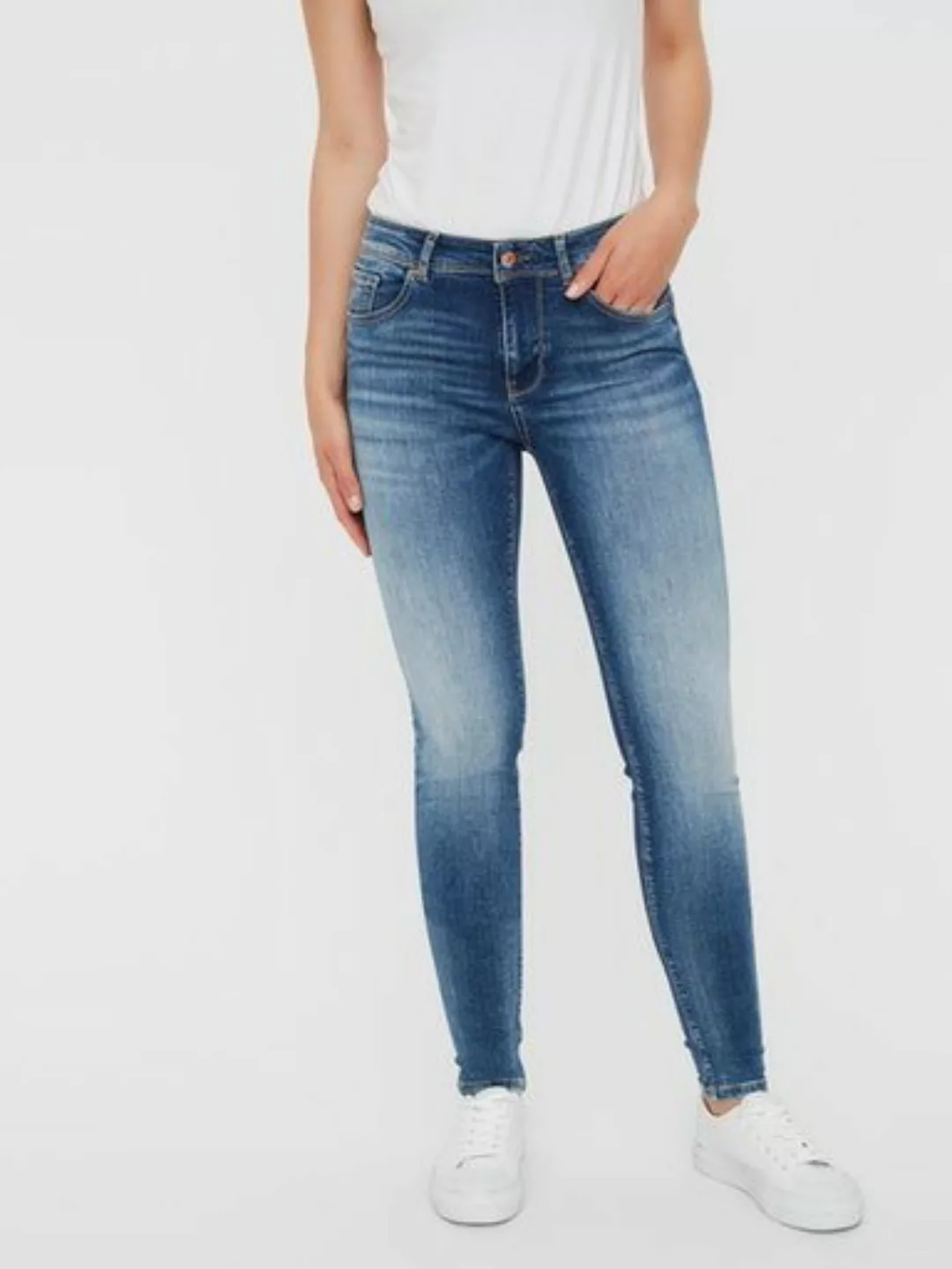Vero Moda Damen Jeans VMLUX RI310 Slim Fit - Blau - Medium Blue Denim günstig online kaufen