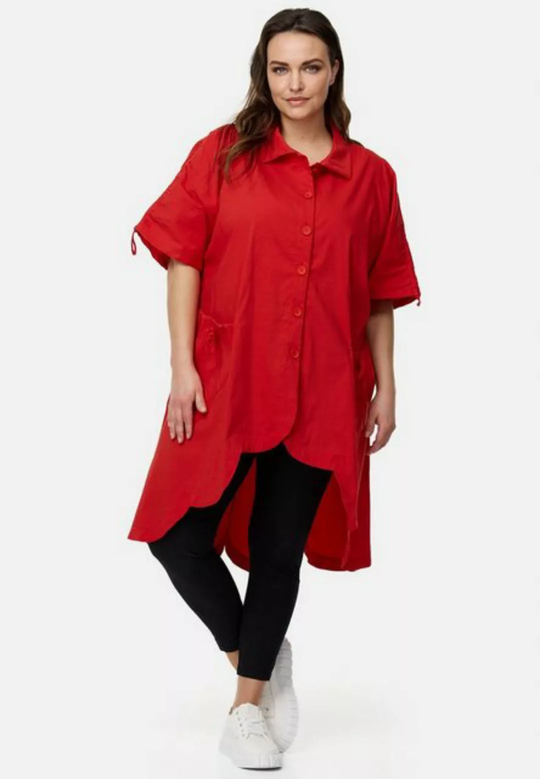 Kekoo Longbluse Asymmetrische Bluse Halbarm mit Stretchanteil 'Celia' günstig online kaufen