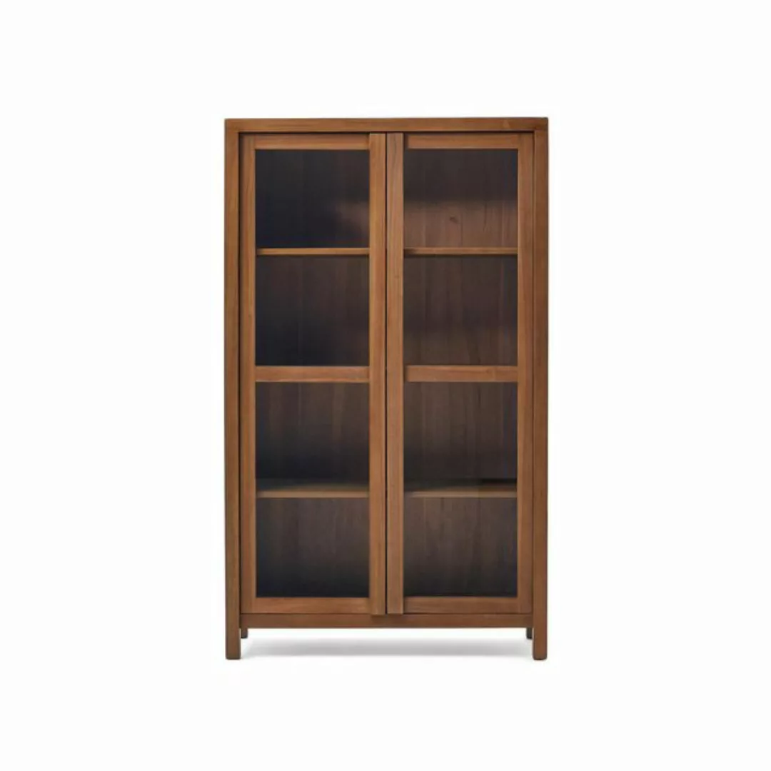 Natur24 Vitrine Vitrine Sashi 110 x 185 x 40 cm Teakholz günstig online kaufen