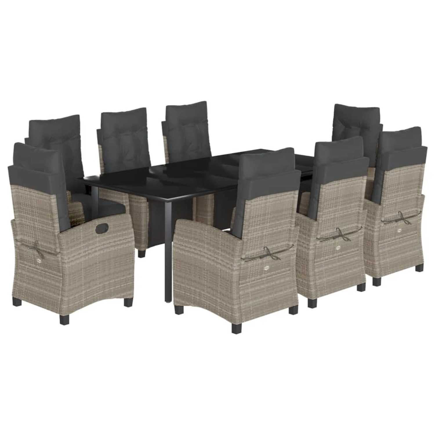 vidaXL 9-Tlg Garten-Essgruppe mit Kissen Hellgrau Poly Rattan 3213043 günstig online kaufen