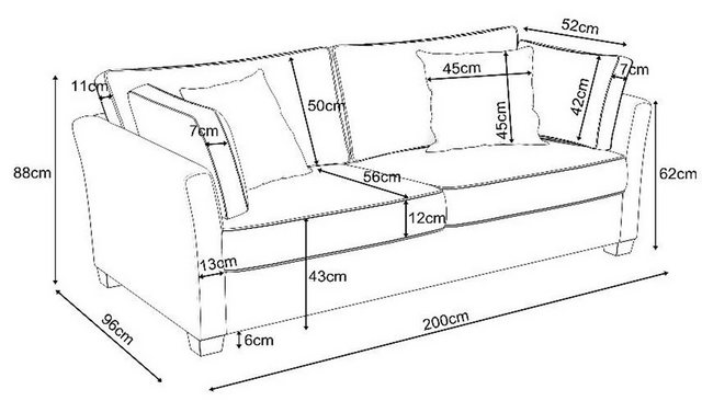 Design-Wohngalerie Sofa Couch Westerland 2,5 Sitzer - Webstoff Blau/Weiß ge günstig online kaufen